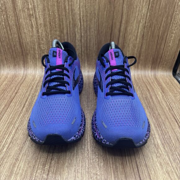 Brooks Ghost 14 Shoes Womens 11 B Purple Running Electric Cheetah sneakers READ - Picture 2 of 9